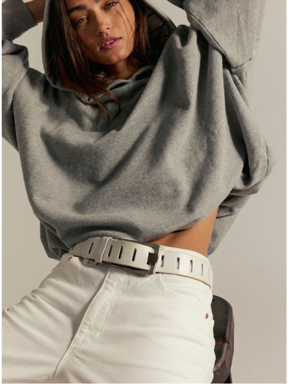 Free People We The Free Jona Belt ivory Distressed NWOT
